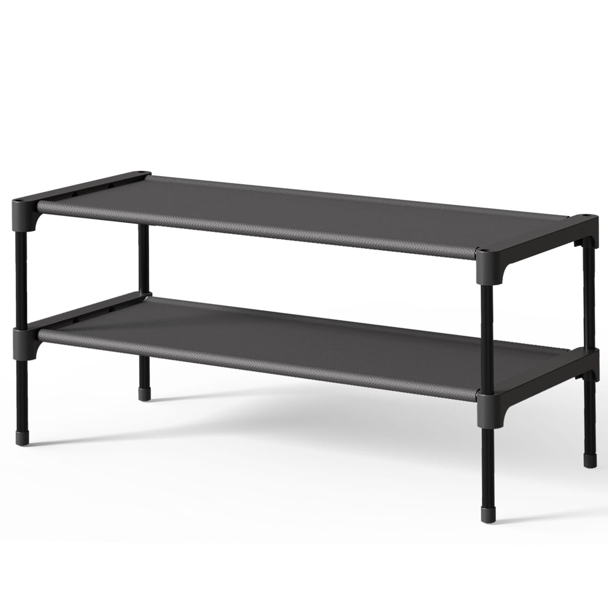 Kitsure Shoe Rack - Non-Woven Shoe Rack Shelf, 27.5" Wide - 3 Tier, Black