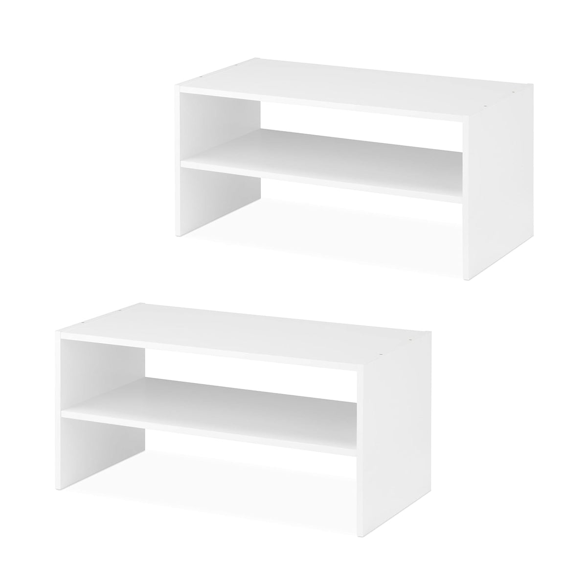 Whitmor Wood Stackable 2-Shelf Shoe Rack, White, 24 inches