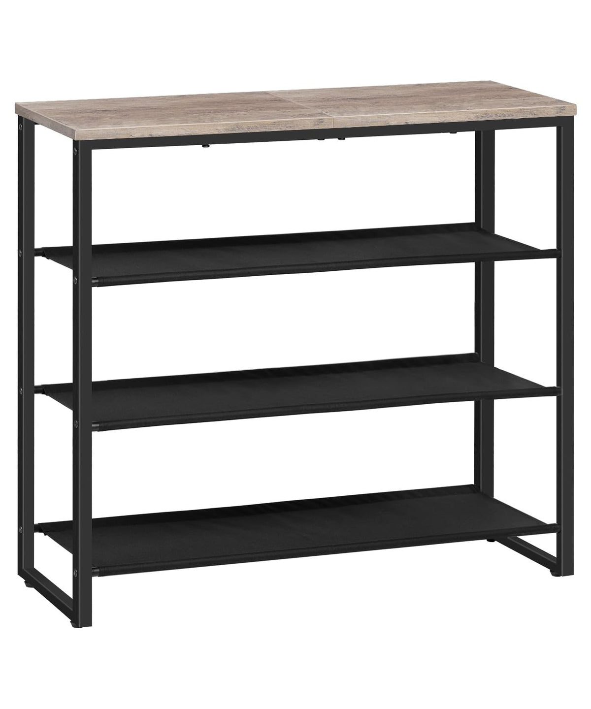 HOOBRO Shoe Rack, 4 Tier Shoe Storage Organizer with 3 Oxford Fabric Shelves and Top Panel, Holds 12-16 Pairs of Shoes for Entryway and Closet, Industrial, Rustic Brown BF47XJ01G1