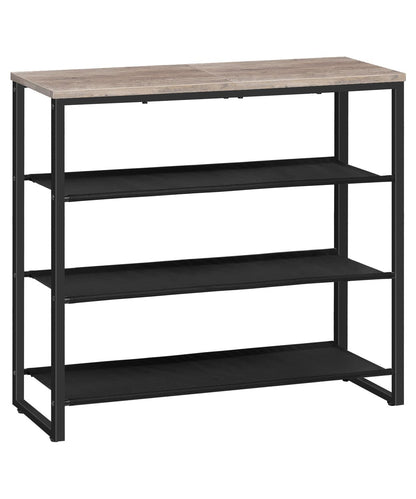 HOOBRO Shoe Rack, 4 Tier Shoe Storage Organizer with 3 Oxford Fabric Shelves and Top Panel, Holds 12-16 Pairs of Shoes for Entryway and Closet, Industrial, Rustic Brown BF47XJ01G1