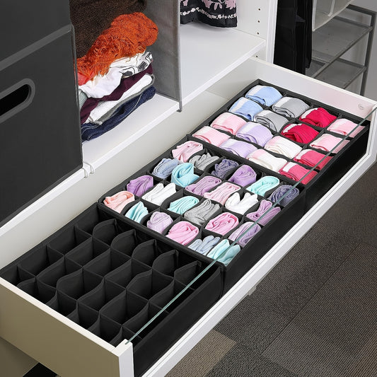 24 Compartments Fabric Foldable Wardrobe Closet Organizer and Storage Box, Sock and Underwear Organizer Divider, for Storing Socks, Underwear, Ties, Gray, Ornaments, Fall Decor, Holiday Decor, Room Decor, Home Decor, Autumn Decor, Bedroom Decor