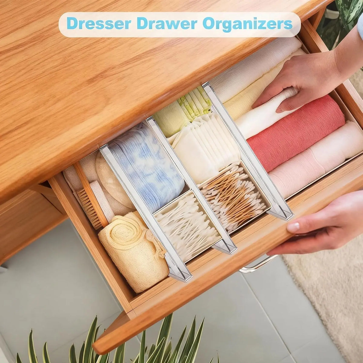 Littleox 6 Pack Adjustable Drawer Dividers Clear Expandable Dresser Organizers Transparent Drawer Separators for Clothes Underwear Cosmetics Kitchen