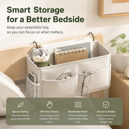 Over-the-Bed Hanging Storage Organizer for Small Spaces – Heavy-Duty Fabric Bins with Adjustable Height Straps, Ideal for Dorms, Apartments, and Compact Bedrooms to Store Towels, Linens, Toiletries, Books, and Everyday Essentials, Storage Bin