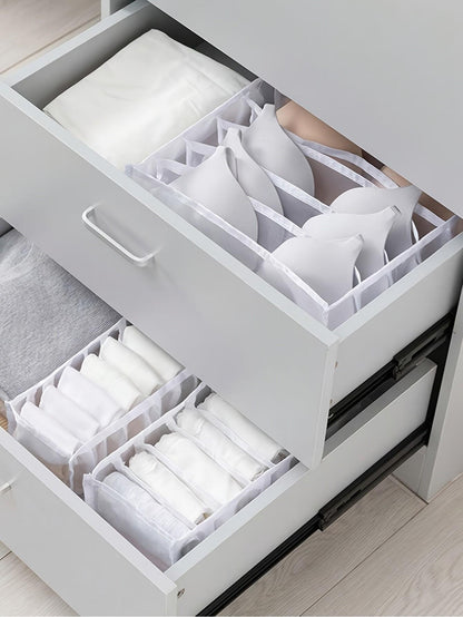 [Underwear Organizer Set] 6pcs Multi-Grid Underwear Organizer Set, Mesh Drawer Dividers for Bras, Panties & Socks, Foldable Visible Storage Boxes, Closet Organizers for Neat Bedroom
