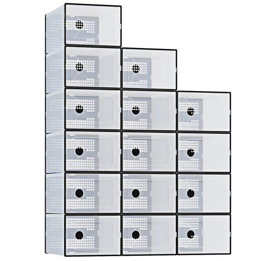 Sweetcrispy Clear Stackable Plastic Shoe Storage Boxes with Lids - Dorm Room Shoe Rack Organizer for Closet, Storage Organization Needs