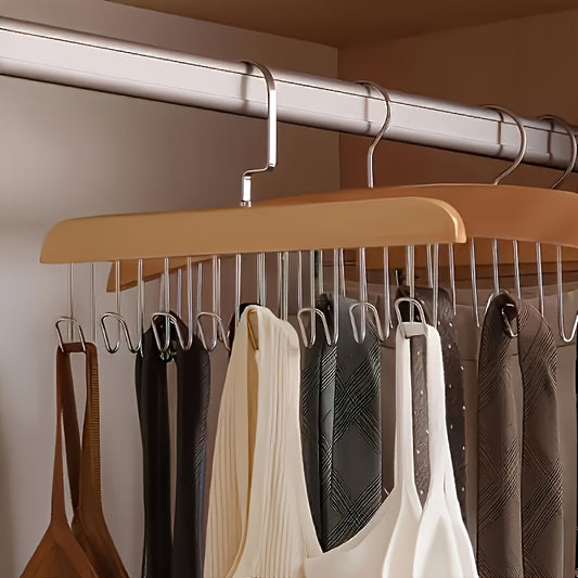 [Wooden Bra Hooks] Set of 3 Optional Wooden for bra Hooks Designed to Save Space, Featuring 8 Hooks That Swivel 360°. Ideal for Bras, Vests, And Camisoles. Made from Solid Wood, Perfect for Organizing Underwear, Ties, And Belts, Especially in Dorms And Ap