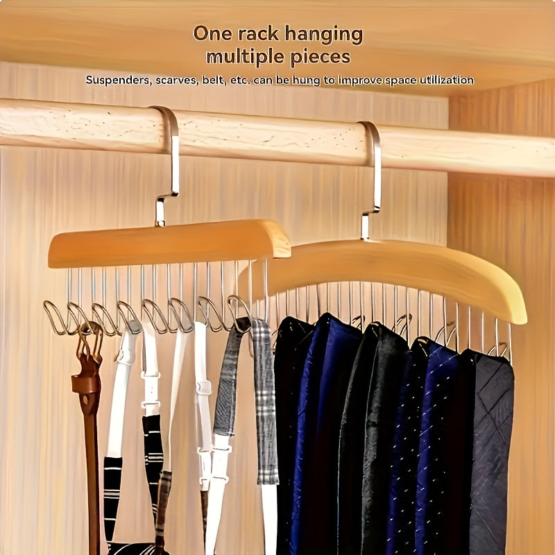 [Wooden Bra Hooks] Set of 3 Optional Wooden for bra Hooks Designed to Save Space, Featuring 8 Hooks That Swivel 360°. Ideal for Bras, Vests, And Camisoles. Made from Solid Wood, Perfect for Organizing Underwear, Ties, And Belts, Especially in Dorms And Ap