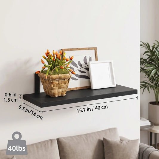 FIXWAL Floating Wall Shelves Set of 4, Black/White Wood Wall Mounted Shelves, Space Saving Wall Storage Organizer for Bedroom, Bathroom, Living Room Decor, Display Shelf & Bookshelf, Back To School Season,dorm decor,dorm room decor, for Back to School