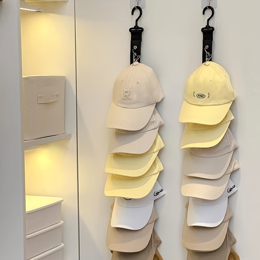 Summer Stainless Steel Hat Rack with 8 Clips - Holds 16 Baseball Caps, Summer Hat and Clothing Storage, Decoration - Multi-functional Non-electric Hat Organizer for Home Use, Suitable for Wardrobes
