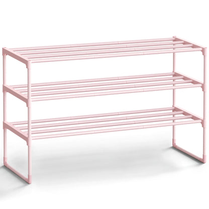SONGMICS 3-Tier Stackable Vertical Metal Shoe Rack - Single Unit Home Accessory, Upright/Inverted Entryway Furniture, 16-20 Pair Storage, Room Storage Organizer, Apartment Accessories, 11.8x36.2x21.7 in