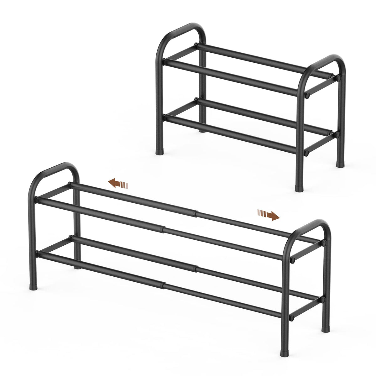 Gonfoam Expandable 3-Tier Shoe Rack for Closet and Entryway, Black