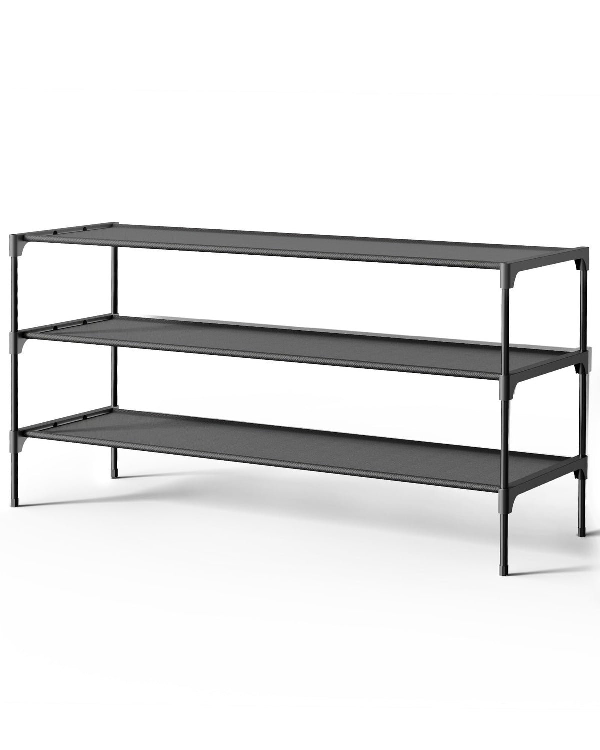 Kitsure Shoe Rack - Non-Woven Shoe Rack Shelf, 27.5" Wide - 3 Tier, Black