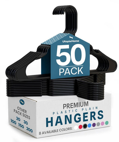 Utopia Home Plastic Hangers 50 Pack – Space Saving Clothes Hanger White
