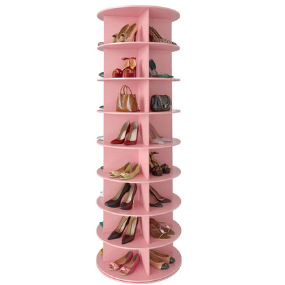 SpaceAid 7 Tier Rotating Shoe Rack Tower, Spinning Shoe Display Lazy Susan, Revolving 360 Shoe Rack Storage Round Carousel, Vertical Handbag Rotate Shoes Closet Organization (7-Tier White)