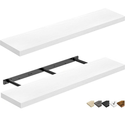 QEEIG Bathroom Floating Shelves for Wall (Brown, Set of 2, 15.7")