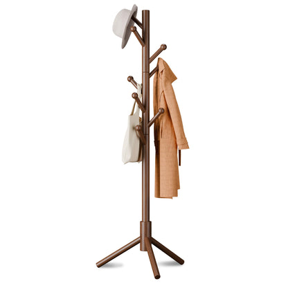 8-Hook Freestanding Coat Rack 3 Heights Safe Round Tips Black