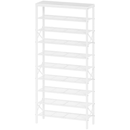 YATINEY 10 Tier Shoe Rack, Large Capacity Shoe Storage Organizer Holds 40 Pairs, Sturdy and Stable, for Entryway, Hallway, Closet, Dorm Room, Rustic Brown SS10BR