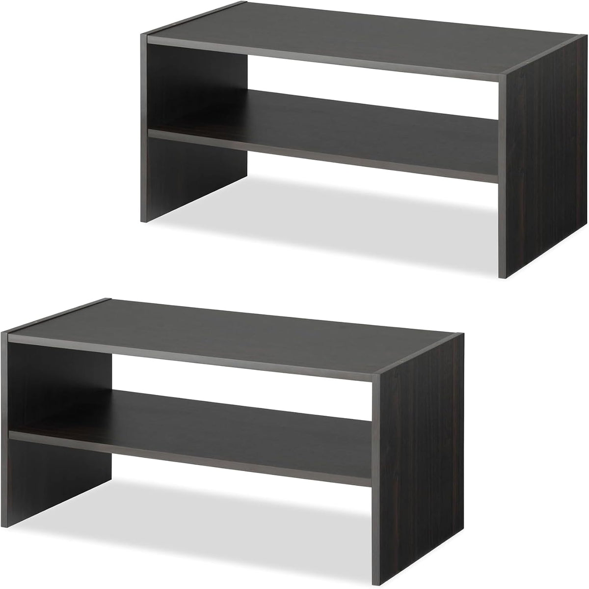 Whitmor Wood Stackable 2-Shelf Shoe Rack, White, 24 inches