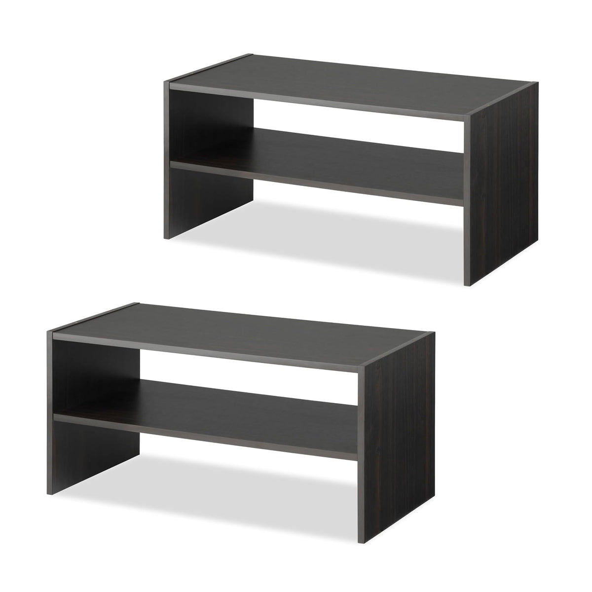 Whitmor Wood Stackable 2-Shelf Shoe Rack, White, 24 inches