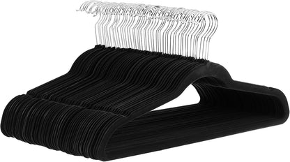 Amazon Basics Slim Velvet Non-Slip Space Saving Suit Clothes Hangers, Sturdy Metal, Gray/Silver, 30-Pack