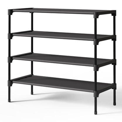 Kitsure Shoe Rack - Non-Woven Shoe Rack Shelf, 27.5" Wide - 3 Tier, Black