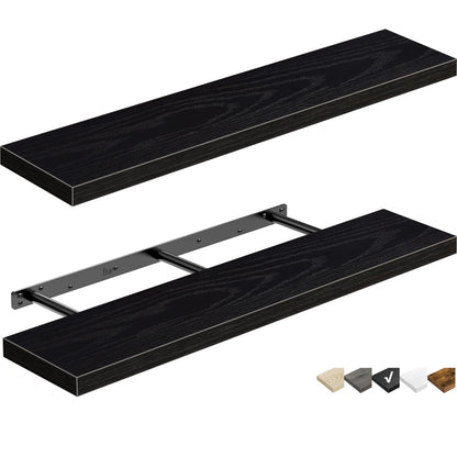 QEEIG Bathroom Floating Shelves for Wall (Brown, Set of 2, 15.7")