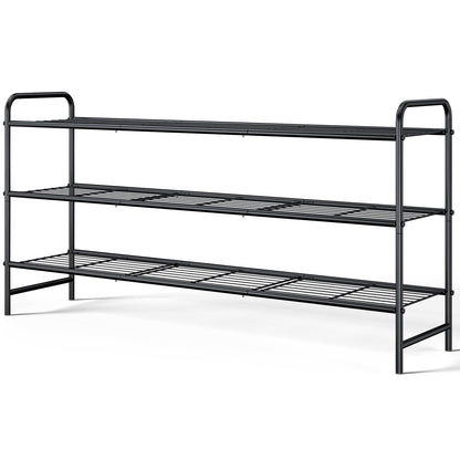 Kitsure Stainless Steel Shoe Rack Organizer, 25.6" Wide - 3 Tier, Black