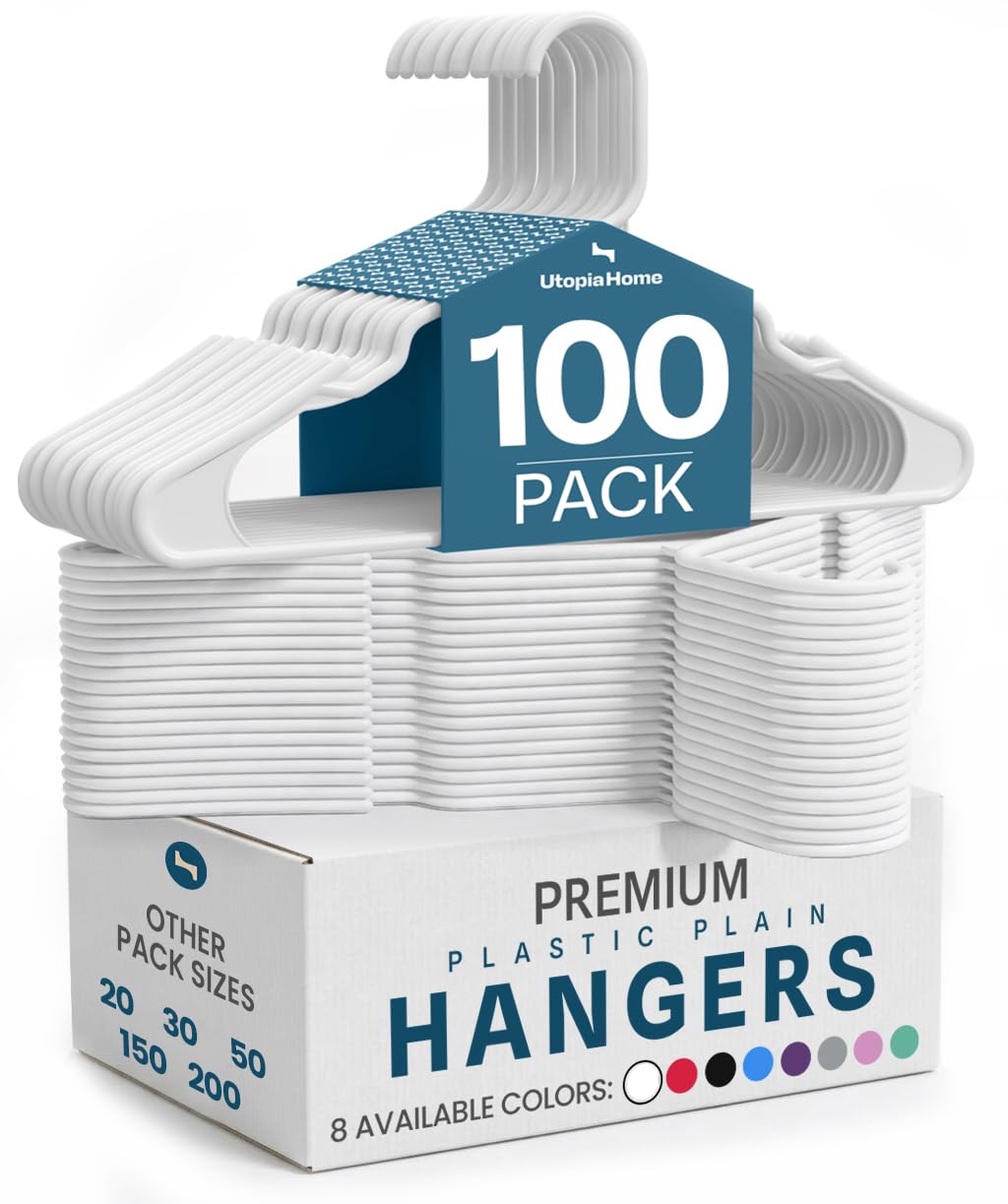 Utopia Home Plastic Hangers 50 Pack – Space Saving Clothes Hanger Black