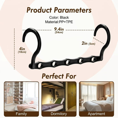 HOUSE DAY 10 Pack Space Saving Hangers, Black, Premium Smart Hanger