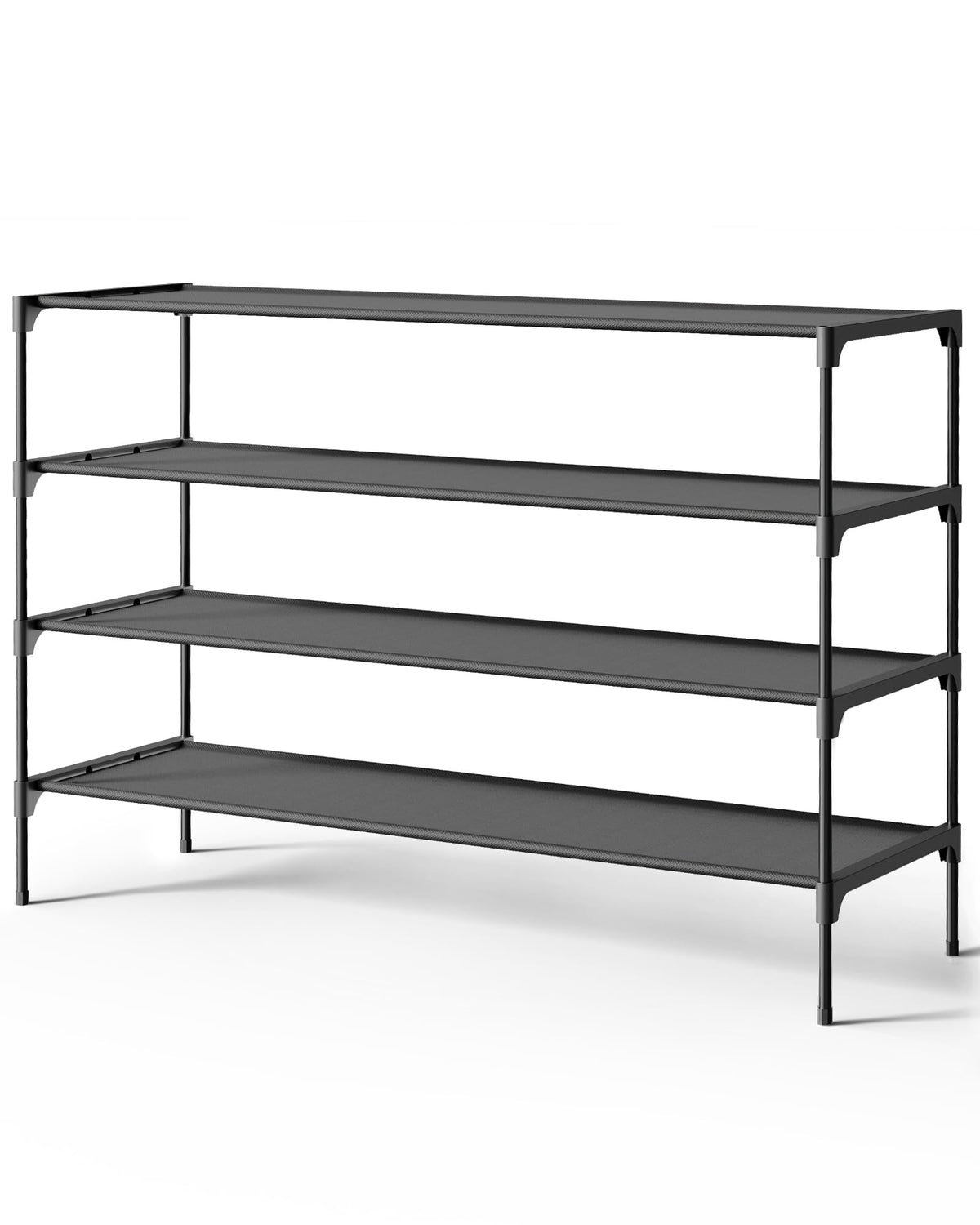 Kitsure Shoe Rack - Non-Woven Shoe Rack Shelf, 27.5" Wide - 3 Tier, Black