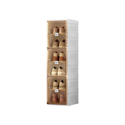 ANTBOX Shoe Organizer Storage Box, Portable Folding Shoe Rack For Closet With Magnetic Clear Door,Large Sneaker Cabinet Bins All-in-one Sturdy Easy Assembly 4 Layers-8 Grids
