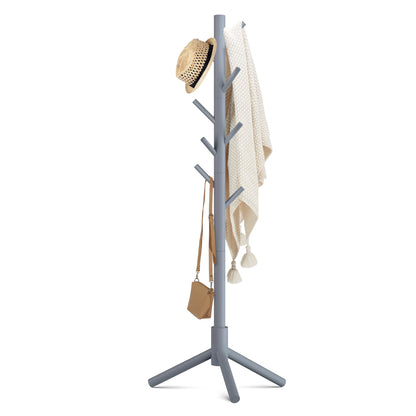 Haddockway 3 Adjustable Freestanding Wooden Coat Rack Stand 8 Hooks,Hallway