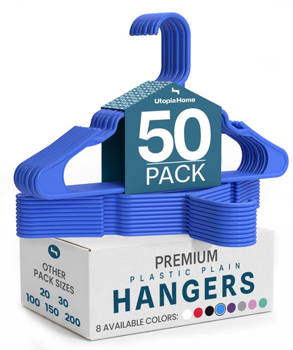 Utopia Home Plastic Hangers 50 Pack – Space Saving Clothes Hanger White