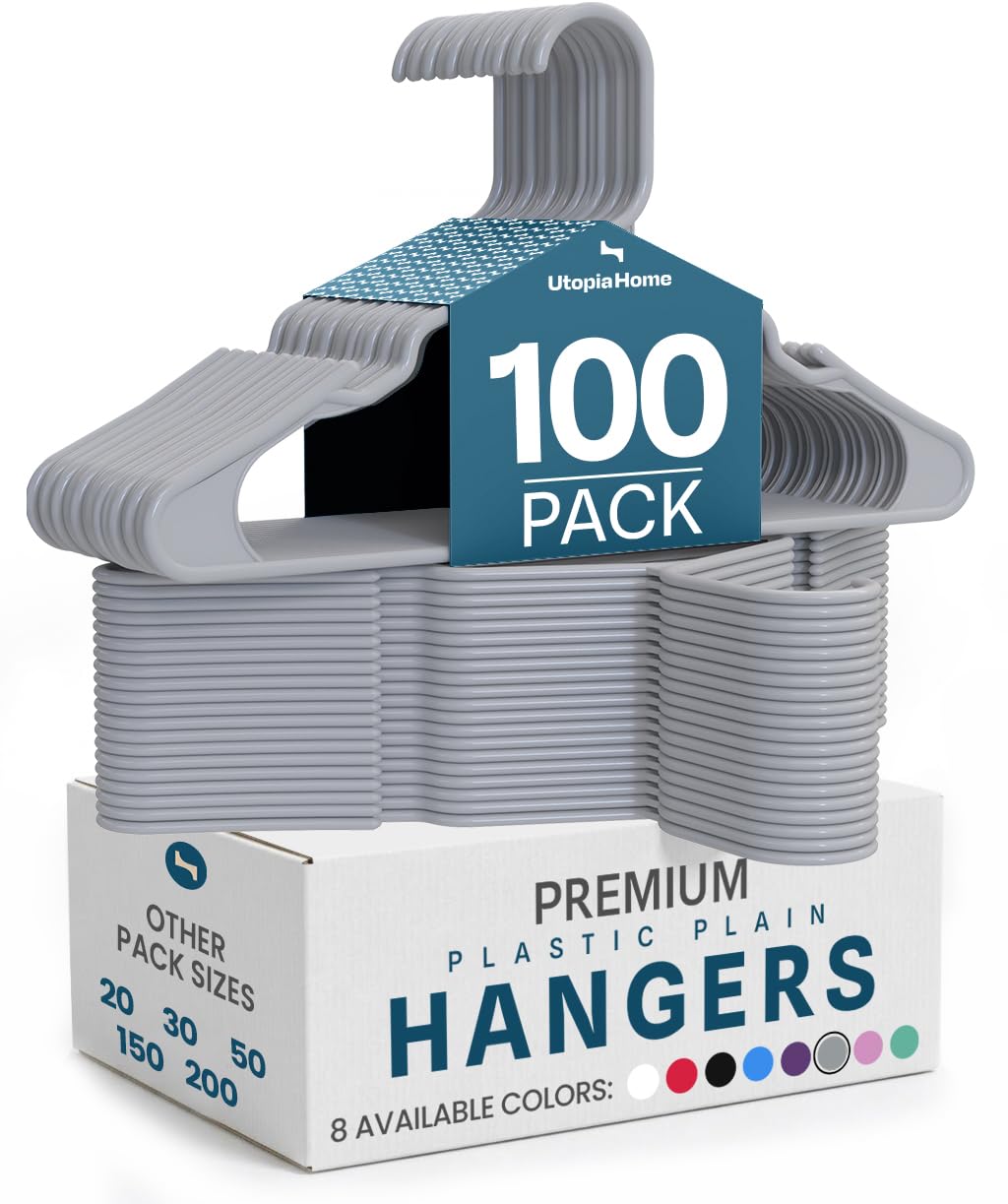 Utopia Home Plastic Hangers 50 Pack – Space Saving Clothes Hanger White