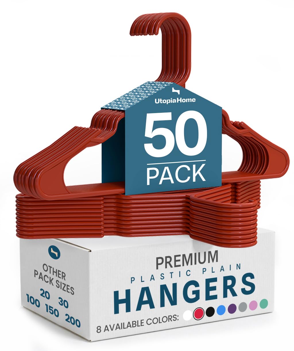 Utopia Home Plastic Hangers 50 Pack – Space Saving Clothes Hanger White