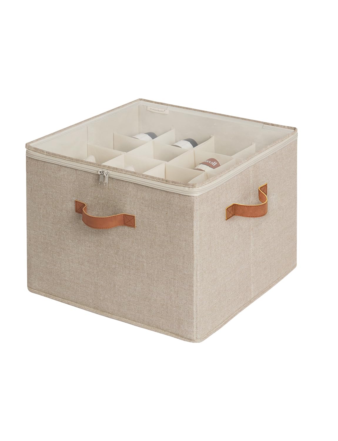 StorageWorks 24-Pair Large Shoe Storage Box, Adjustable Dividers, Taupe