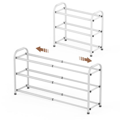Gonfoam Expandable 3-Tier Shoe Rack for Closet and Entryway, Black