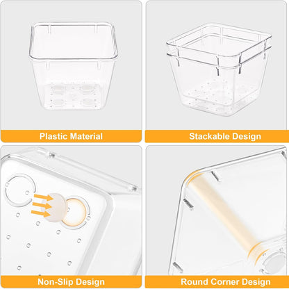 SMARTAKE 13-Piece Drawer Organizers with Non-Slip Silicone Pads, 5-Size