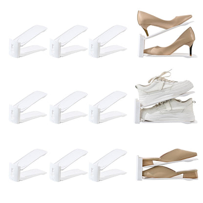 12 Pack Shoe Slots Organizer Adjustable Level Shoe Stacker Holder Storage Space Saving Sneakers Display Tray Rack for Closet