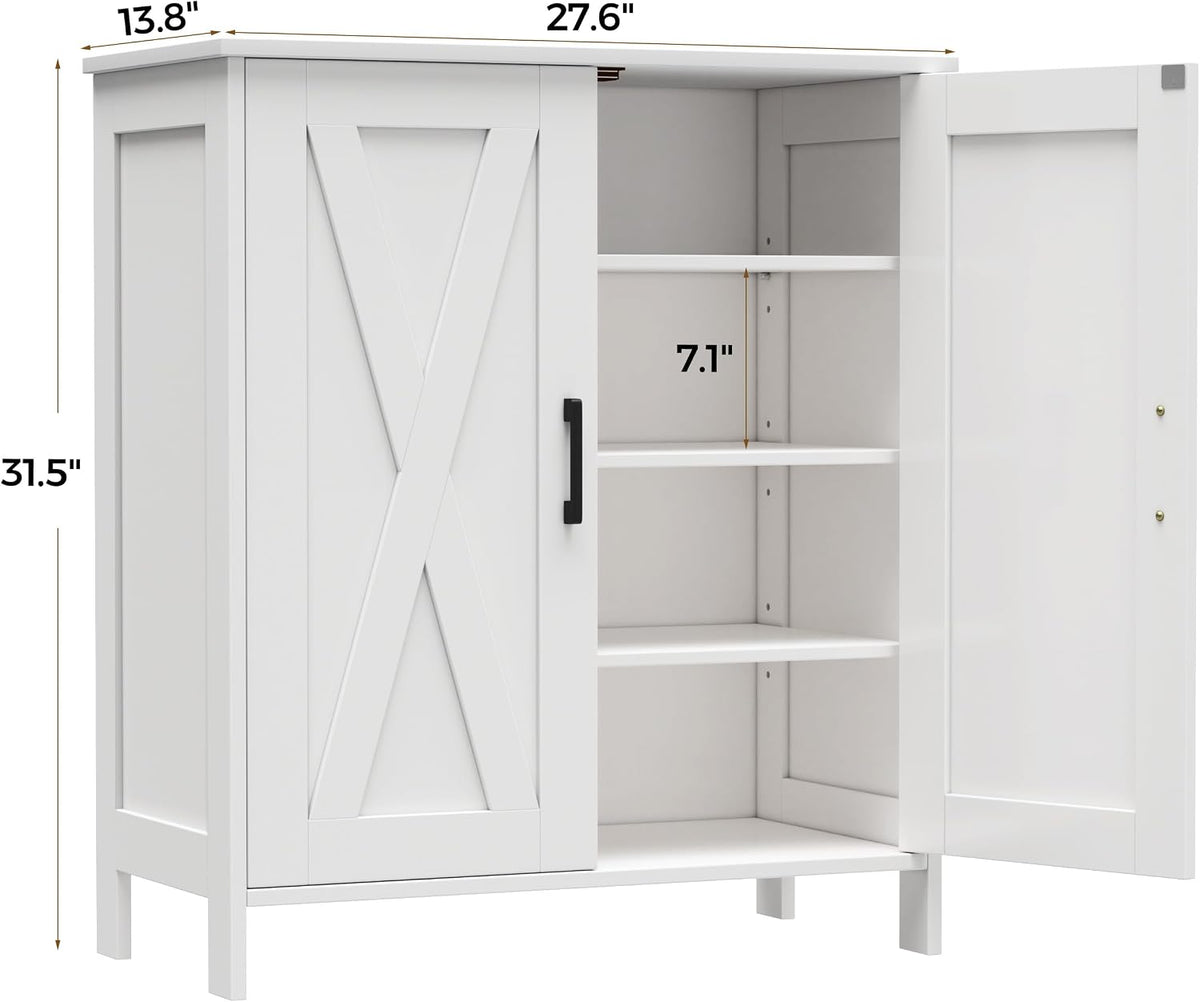 Homleke Farmhouse Shoe Cabinet with 2 Barn Doors & Wood Legs
