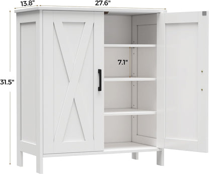 Homleke Farmhouse Shoe Cabinet with 2 Barn Doors & Wood Legs