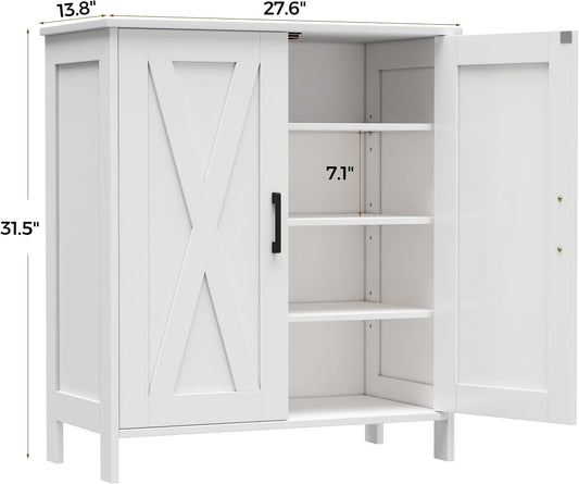 Homleke Farmhouse Shoe Cabinet with 2 Barn Doors & Wood Legs