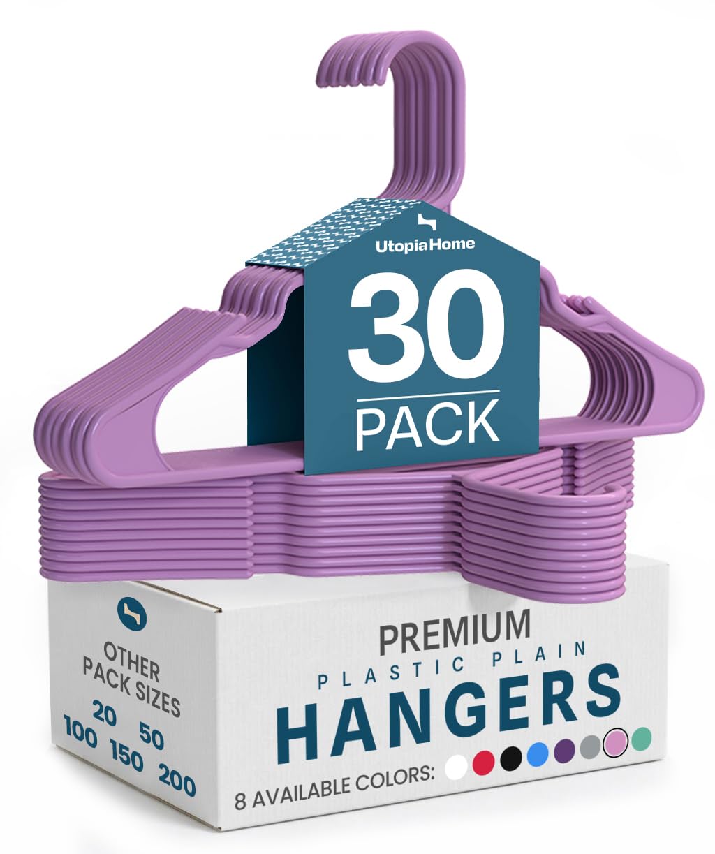 Utopia Home Plastic Hangers 50 Pack – Space Saving Clothes Hanger White