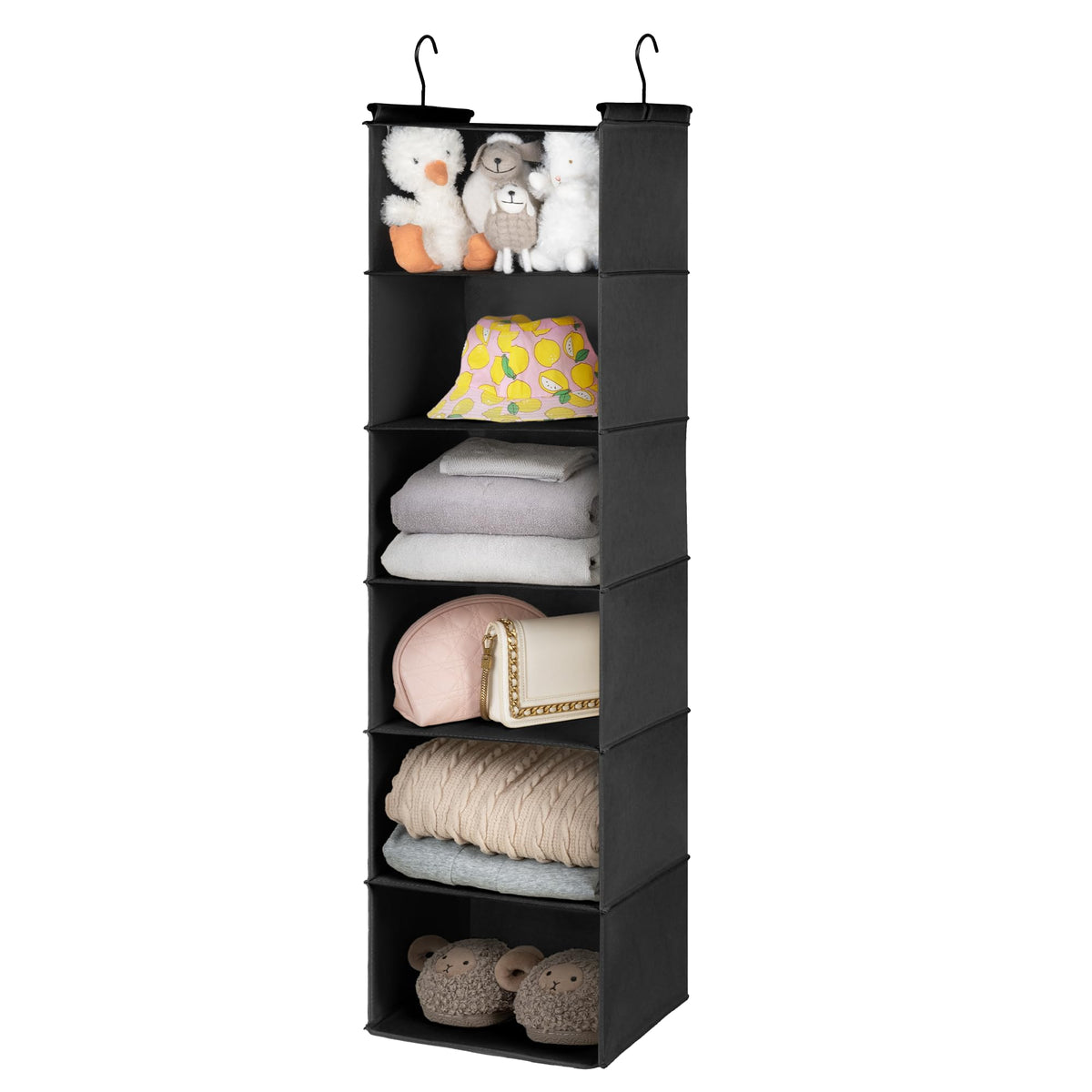 GRANNY SAYS 3-Shelf Hanging Closet Organizer, Foldable Storage, Gray