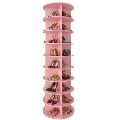 SpaceAid 7 Tier Rotating Shoe Rack Tower, Spinning Shoe Display Lazy Susan, Revolving 360 Shoe Rack Storage Round Carousel, Vertical Handbag Rotate Shoes Closet Organization (7-Tier White)