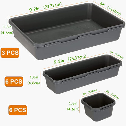 Kutesna 15PCS Plastic Drawer Organizer, Versatile Desk Organizers Set