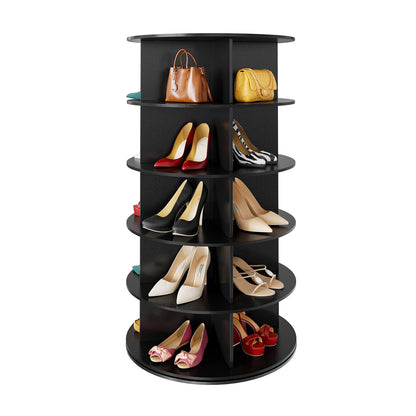 SpaceAid 7 Tier Rotating Shoe Rack Tower, Spinning Shoe Display Lazy Susan, Revolving 360 Shoe Rack Storage Round Carousel, Vertical Handbag Rotate Shoes Closet Organization (7-Tier White)