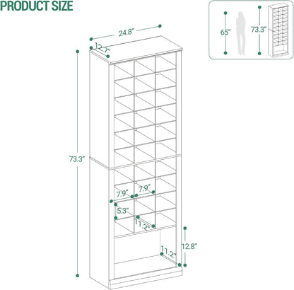 Hzuaneri 11 Tiers Shoe Storage Cabinet, Tall Shoes Cabinet with Cubby
