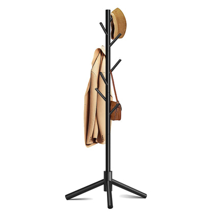 8-Hook Freestanding Coat Rack 3 Adjustable Heights Sturdy Black
