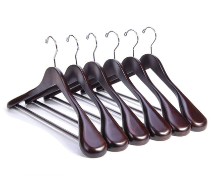 Nature Smile Luxury Natural Wooden Suit Hangers - 12 Pack - Wood Coat Hangers,Jacket Outerwear Shirt Hangers,Glossy Finish with Extra-Wide Shoulder, 360 Degree Swivel Hooks & Anti-Slip Bar with Screw